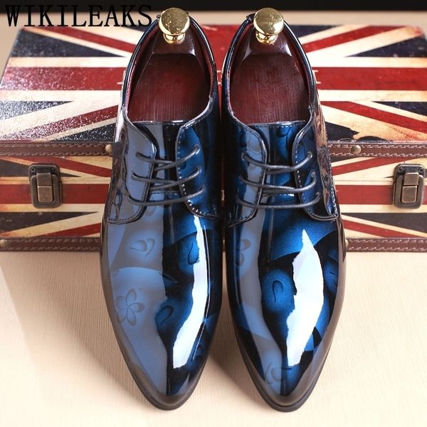 Office Floral Pattern Formal Leather Fashion Groom Wedding Men Oxford Shoes Dress 37-50 Y200420 GAI