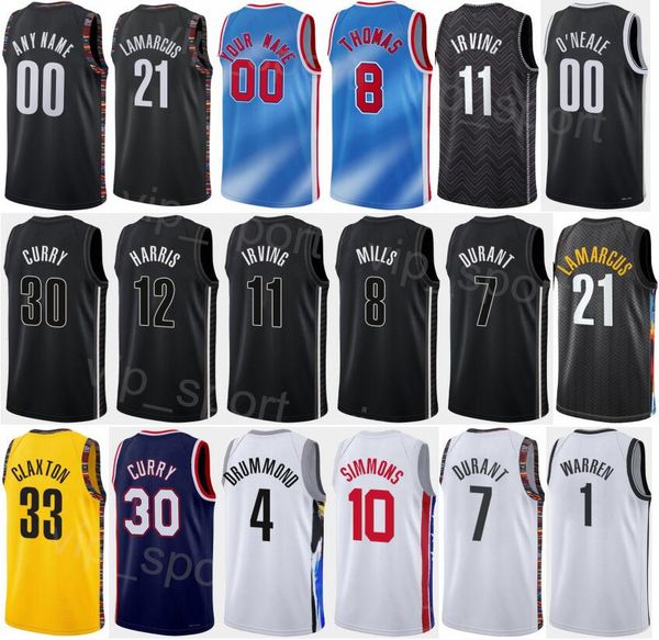Printed Man Youth Basketball Seth Curry Jersey 30 Nicolas Claxton 33 Kessler Edwards 14 Royce ONeale 00 TJ Warren 1 Ben Simmons 10 City Earn