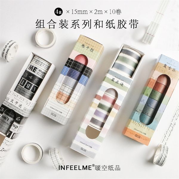 10pcs-pack Vinatge Grid Washi Tape Adhesive Tape Diy Scrapbooking Sticker Label Craft Masking Tape T200229 2016