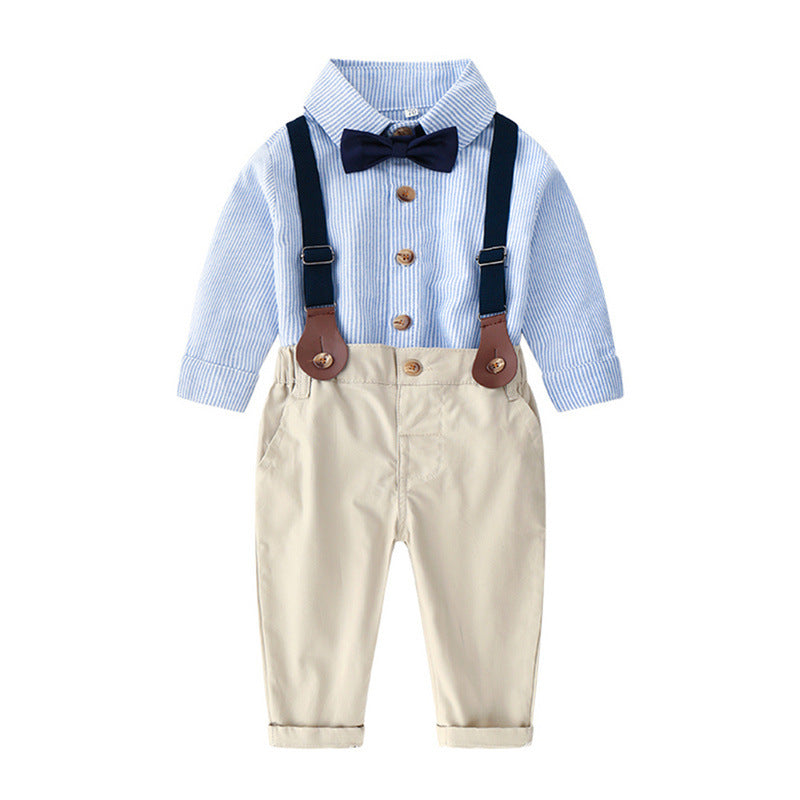 Clothing Sets Korean version of the baby autumn suit long-sleeved shirt overalls two-piece children&#039;s dress