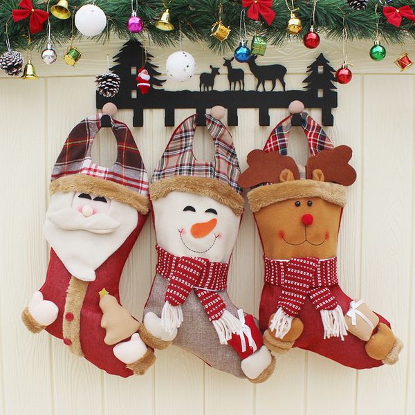 Christmas Stocking Gift Candy Bag Xmas Tree Decorations Big Stockings Gift For Kids Christmas Decorations For Home Supplies 201027