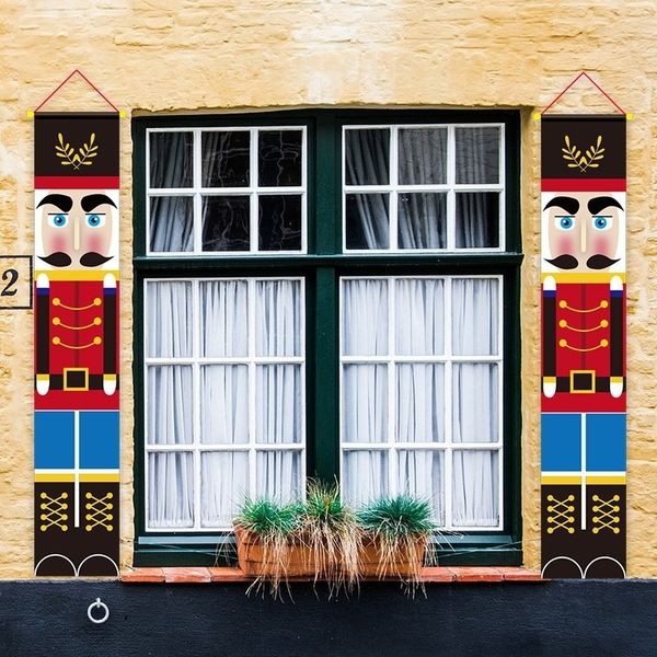 Christmas Nutcracker Soldier Figures Door Curtain Merry Decor for Home Hanging Ornaments Noel Navidad Y201020