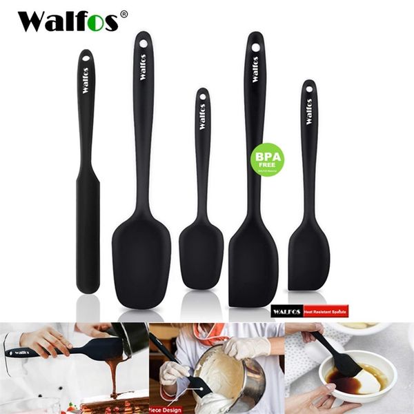 Walfos 5PCS-Set Non-Stick Silicone Spatula Baking Pastry Heat-Resistant Silicone Spatula Kitchen Utensil Coffee Cooking Tool 210326