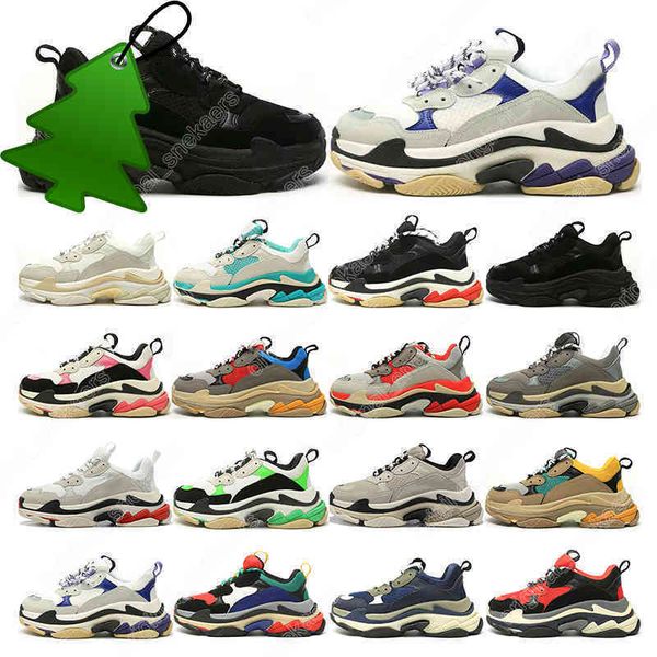 Triple S Mens Women Casual Shoes Luxurys Designers Vintage Sneakers Black White Grey Purple Tennis Trainers Jogging Walking Fashion