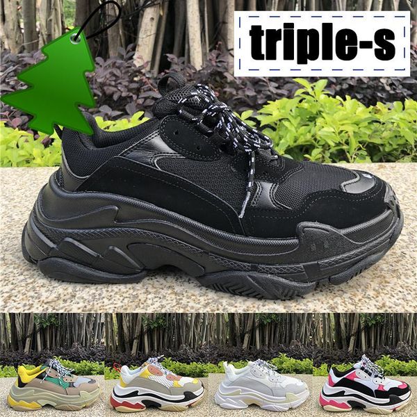 2022 Men Paris Triple S Casual Shoes Black White Pink Beige Green Yellow Grey Gym Blue Mens Trainers Women Sneakers Us 6 -12