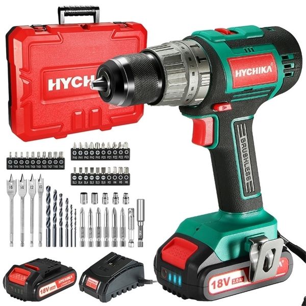 HYCHIKA 18V Brushless Driver Drill 60Nm Drill Hammer 3 Functions in 1 Brushless Driver Drill 201225