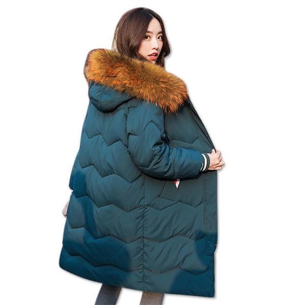 Winter Hooded Coat For Women: Fur Collar, Thickened Warmth, Long Jacket, Plus Size Outerwear Parka B4