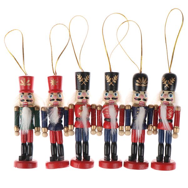 Year 10cm Wooden Nutcracker Doll Soldier Puppet Christmas Kids Gifts Tree Pendant Ornaments Decoration Y201020