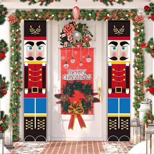 Nutcracker Soldier Banner Christmas Decorations For Home Door Decor Xmas Ornament Happy Year Navidad Y201020