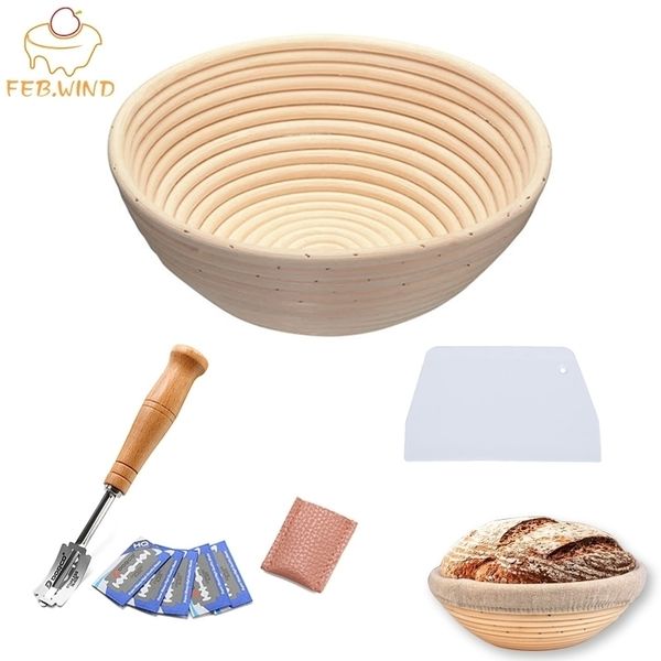 Baking Utensils Set Includ Bread Proofing Basket Plastic Dough CutterKnife Slicer Lame Toos Sourdough 704 Y200618