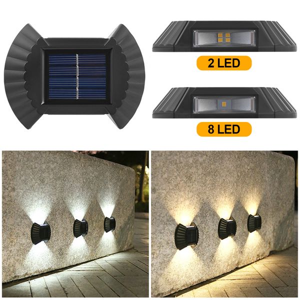 Solar Wall Lights 2-8LED Waterproof Solar Lamp Stair Aisle Light Yard Luminous Walls Washer Outdoor Garden Decoration