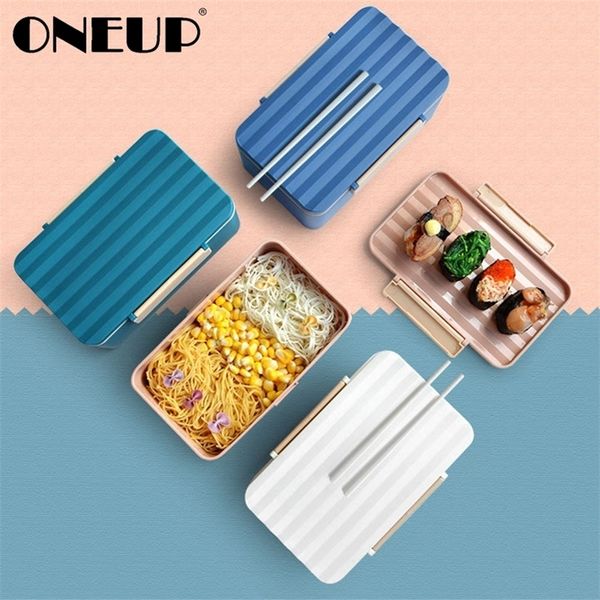 ONEUP New Lunch Box For Kids Creative Bento Box Tableware Microwave Heated Storage Nordic Style Food Container School Kitchen 201015