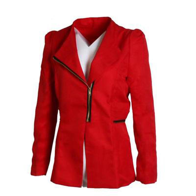 Women&#039;s Suits & Blazers Fashion 2022 Zipper Suit Long Sleeve Slim Women And Jackets Spring Autumn Brand Solid Lapel Collar Outerwear CoatsWo