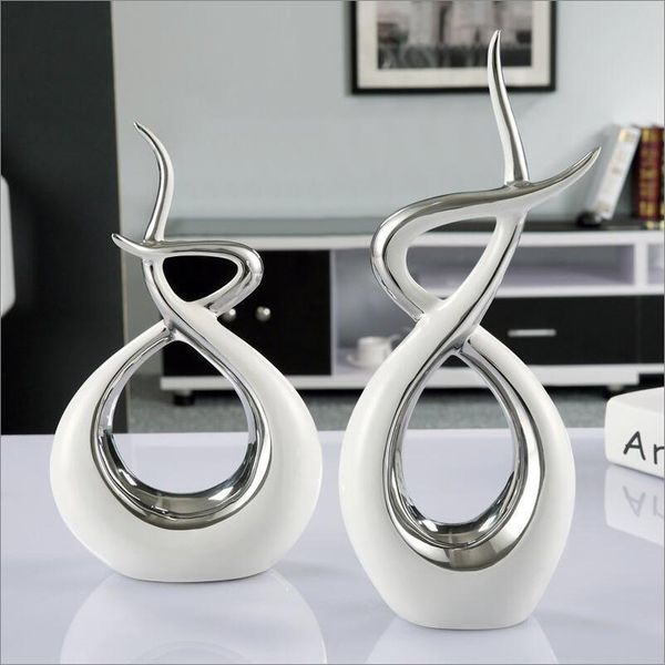 Modern European Ceramic Lover Shape Desktop Ornaments Home Furnishing Decoration Crafts Art Wedding Gifts Figurines Office Decor Y200104