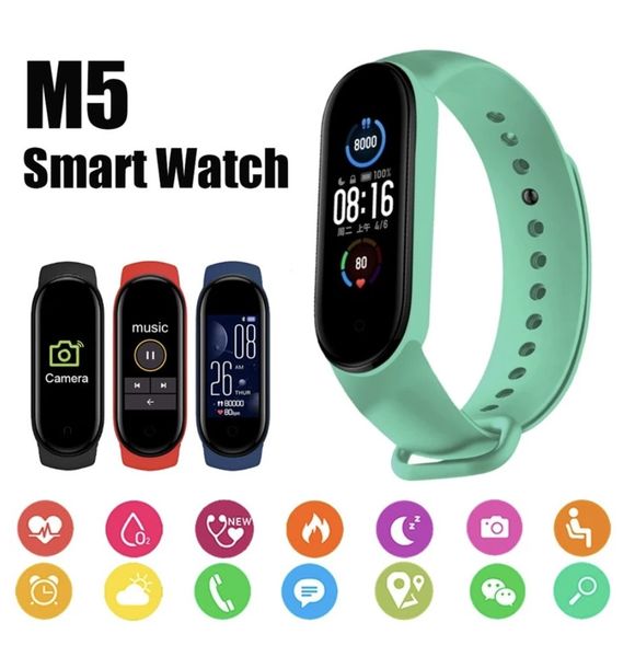 M5 Smart Wristbands Watch For Men Women Android IOS Heart Rate Monitoring Camera Remote Sports Smartwatch Wristband Health Fitness Tracker