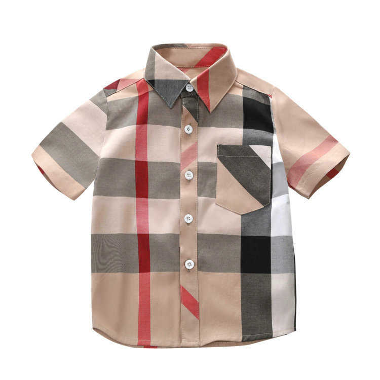 Baby Boy Collar Toddler Shirt Children Solid Cotton Tops New Short Sleeve Blouse Kids Shirts for Boys
