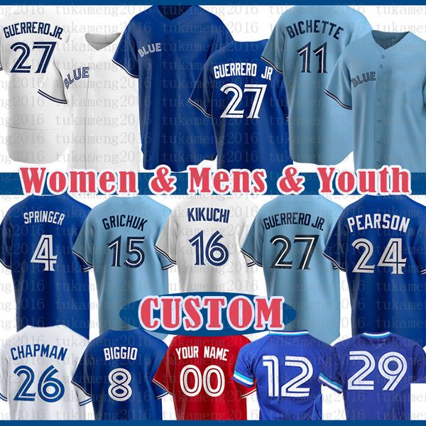 Alek Manoah 27 Vladimir Guerrero Jr. Blue Baseball Jersey Jays Bo Bichette George Springer Matt Chapman Yusei Kikuchi Cavan Biggio Nate