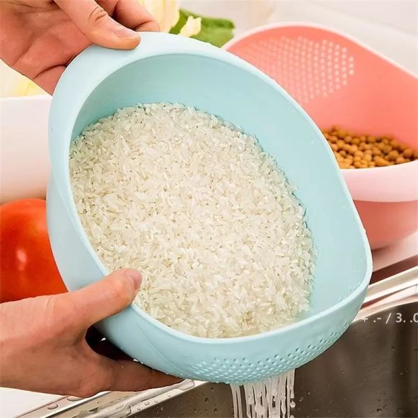 Plastic Colander Sieve Rice Washing Filter Strainer Basket Kitchen Tools Food Beans Sieves Bowl Drainer Clean
