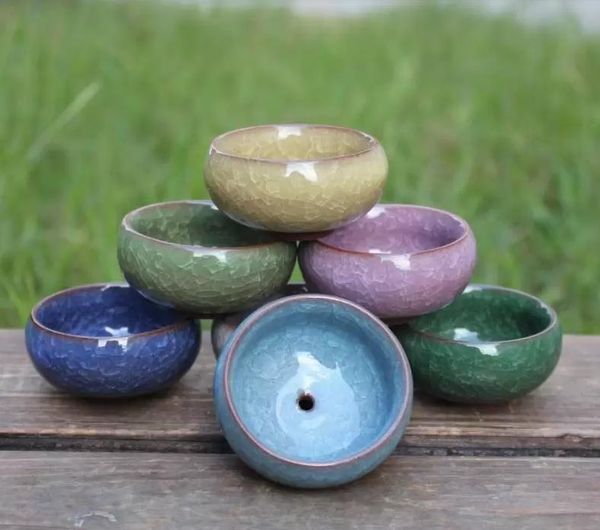 Garden Supplies Succulent Pots 6x6x3.3cm Practical Round Ceramics Garden&#039;s Pot Breathable Mini Planters For Home Desktop Succulents Pla