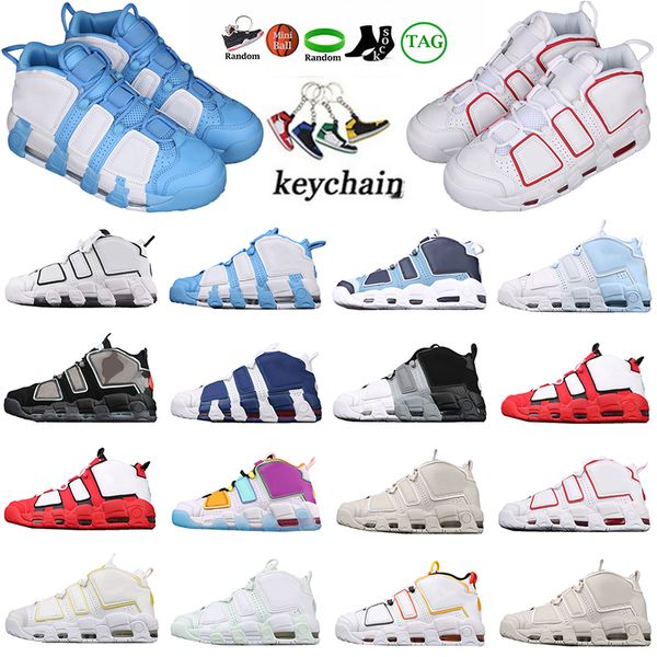 2022 Top More Uptempo Basketball Shoes Scottie Pippen Women Mens Black Varsity Red White Camo Trainers Bulls Hoops Pack Split UNC University