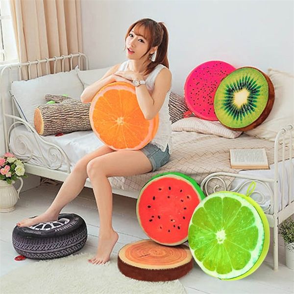 33x33x5cm Cute Creative 3D Summer Fruit PP Cotton Office Chair Back Cushion Sofa Throw Pillow Soft Decorative Pillows 220809
