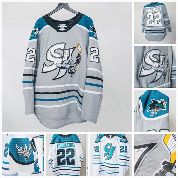 22 Andrew Poturalski San Jose Barracuda Hockey jersey Joachim Blichfeld Jayden Halbgewachs Sasha Chmelevski Nick Merkley Leonard Kniazev Cic