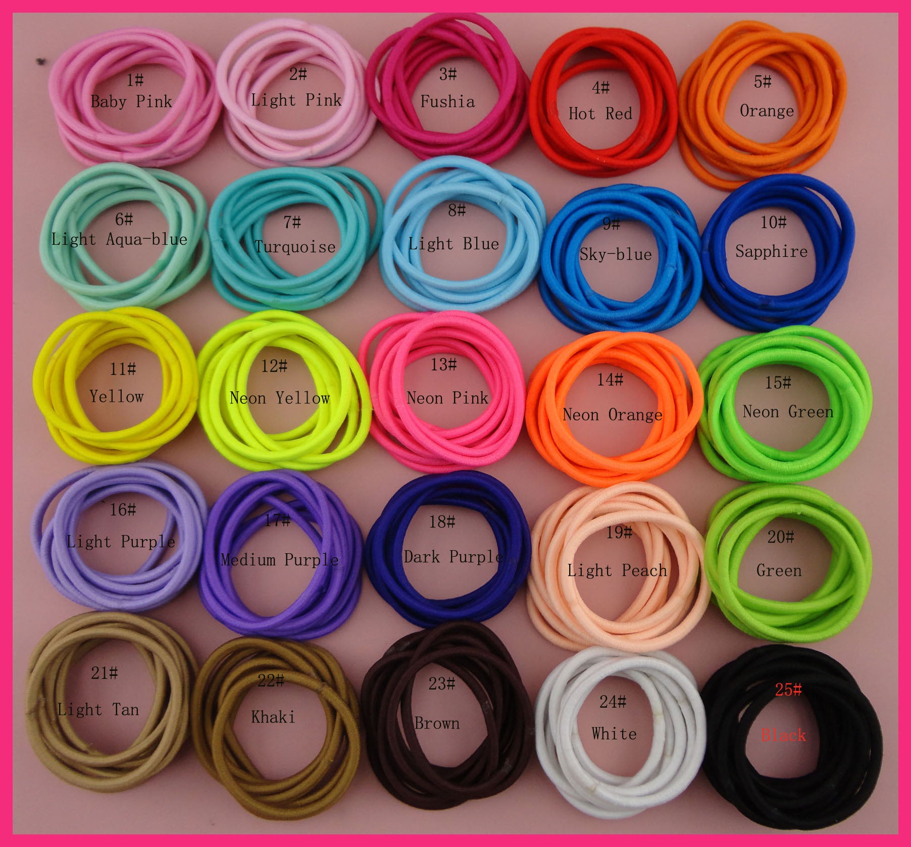 200PCS Multi-colors 4mm Elastic Ponytail Holders hair bands with gluing connection,colorful elastic hair ties,15.0cm length of circle