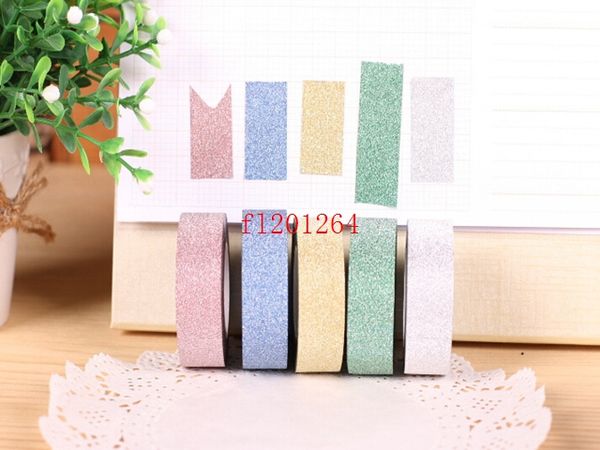 Fedex DHL Free Shipping 10M 1.5CM Width DIY Tape Self Adhesive Glitter Stick Scrap booking Book Decor Craft Rolls,100pcs-lot