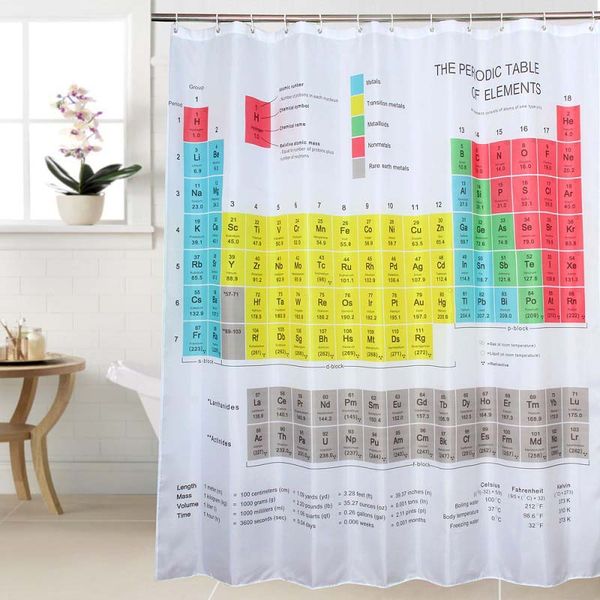 Creative Polyester Chemical Periodic Table Shower Curtains Waterproof Padded Shower Curtains Bathroom Shower Curtains 180cm x180cm