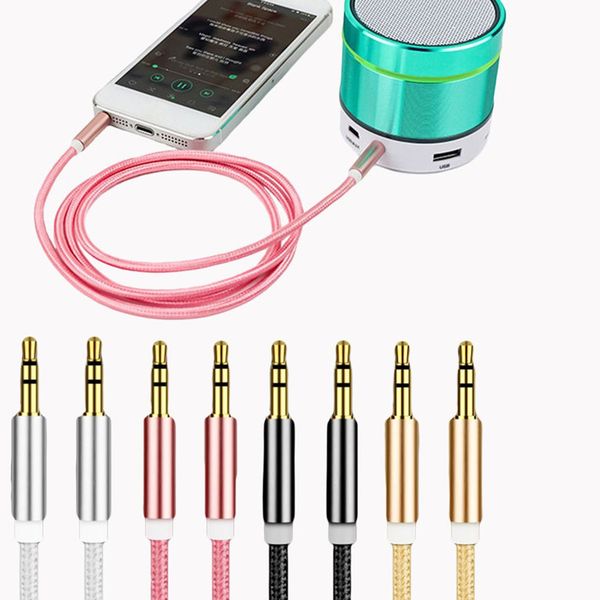 3.5mm to Male Auxiliary Cell Phone Cables Audio Cord Flexible Nylon Braided for Car Home Stereos iPad iPhone iPod Android Phones Sony Headph