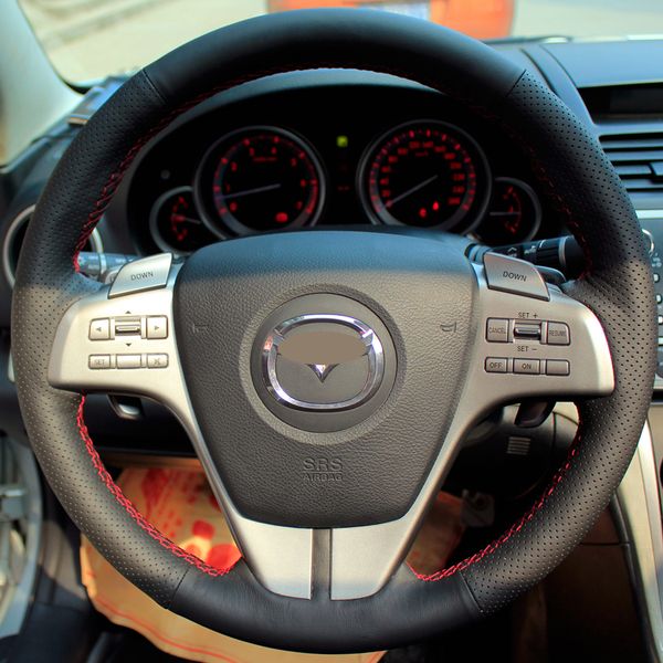 Steering wheel cover Case for Mazda 6 zoom-zoom evolution Genuine leather DIY Hand-stitch Car styling Anti-slip
