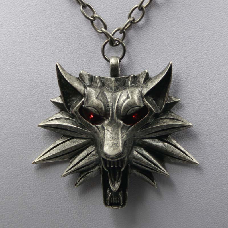 50pcs Wizard school wolf head Medallion chains necklace wild tribe Book Series monster hunter games animal wolf pendant necklace with bag