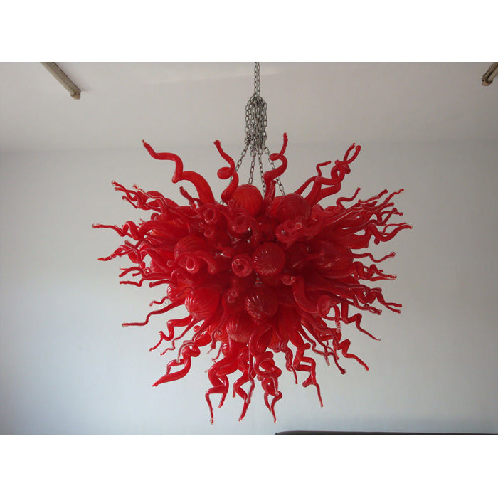 Red Murano Glass Designed Chandelier Modern LED Bulbs Hand Blown Borosilicate Red Glass Modern Art Customized Chandelier for Home Decor