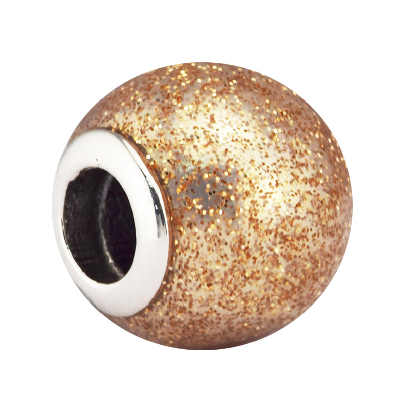 Pandulaso Glitter Ball Charm Rose Golden Glitter Beads For Jewelry Making Fit Pandora Bracelets & Neckalce Woman DIY jewelry making