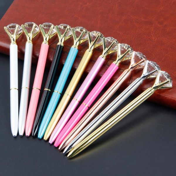 Kawaii Crystal Ball Pens Ballpen Fashion Girl 19 Carat Large Diamond Ballpoint Pens Pens For School Stationery Office Supplies A12025