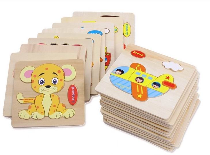 Baby 3D Wooden Puzzles Learning Educational Toys For Kids Wood Cartoon Animal Traffic Puzzle Intelligence Children Early Educational Toy
