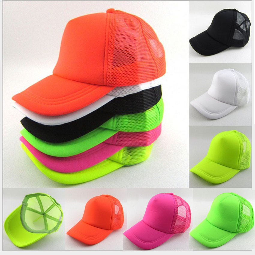 Trucker Hats Adult And Kids Size Adjust Mesh Cap Candy Color Net Hats Curved Brim Snapbacks Femal And Male Wear Dly Logo Brand Customized