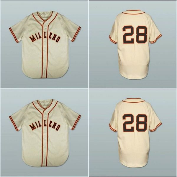 Minneapolis Millers Willie Mays #28 Baseball Jersey - Custom Name Number - Polyester Full Button Casual Baseball Shirts