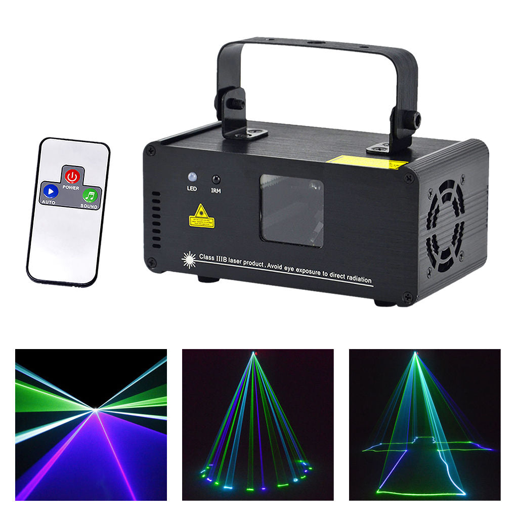 AUCD Portable Remote Mini GBC 200mW Laser DPSS Stage Lighting Green Blue Cyan 8 Channels DMX Scanner DJ Party Show LED Projector Lights DM-GBC200