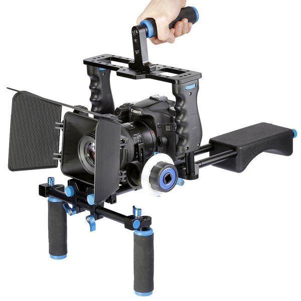 Freeshiping Professional DSLR Rig Shoulder Video Camera Stabilizer Support Cage-Matte Box-Follow Focus For Canon Nikon Sony Camera Camcorder