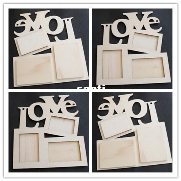 New Arrive Hollow Love Wooden Photo Frame White Base DIY Picture Frame Art Decor KD1