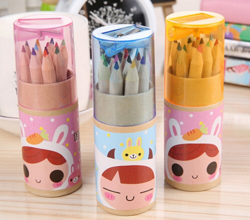 4 Barrels-48pcs Colored Pencils Drawing Painting Writing Sketching W- Sharpener School Office Supplies Free Shipping Papelaria