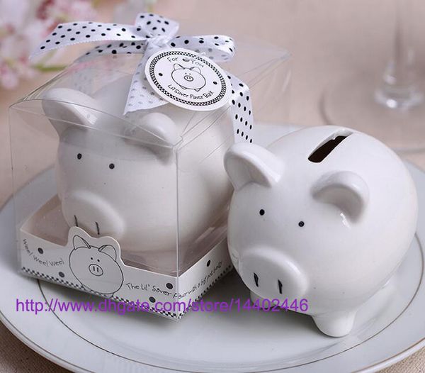 100sets Kids Child Gift Wedding gifts Ceramic Pig Piggy Bank Coin Bank decoration Favors Party Storage Saving Can Tanks White
