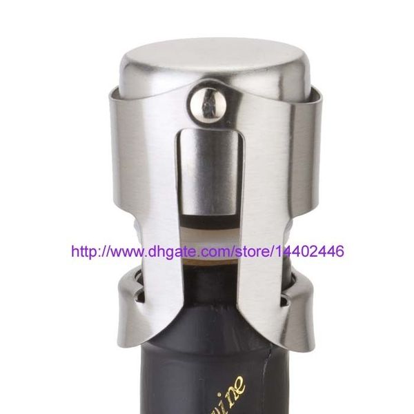 200pcs New Bar Craft Stainless Steel Red Wine Champagne Stopper Wine Sparkling Vacuum Wine Bottle Plug Cork Saver Sealer Sealers Silver