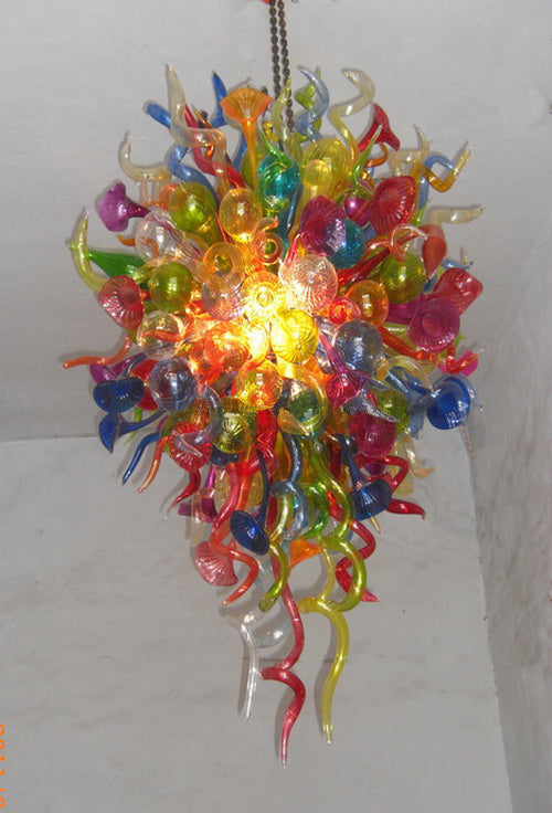 Pendant Lamps Creative Murano Chandelier Light Colorful Flower Art Decor Hand Blown Glass Modern Chandeliers Lighting with LED Bulbs