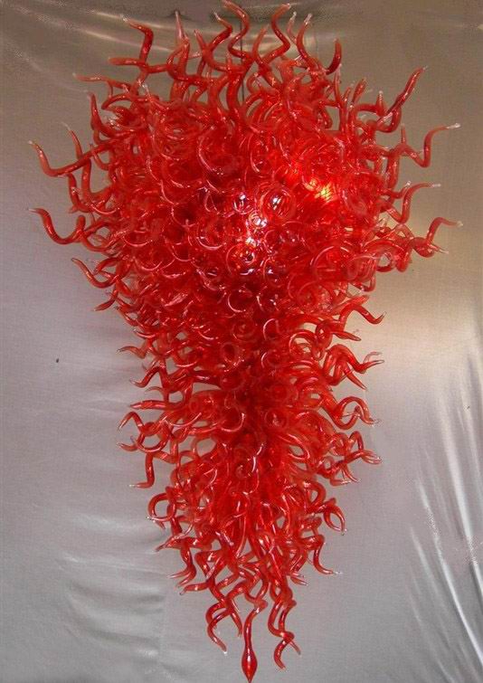 Free Shipping 110v-120v Fashion Pendant Lighting Big Red Murano Glass Chandelier Lamp Hotel With LED Bulbs
