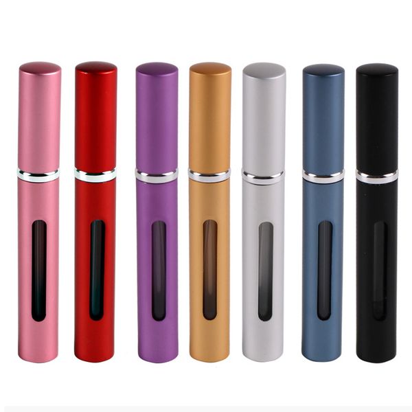 5ML 5CC aluminum perfume bottle Travel Atomizer Refillable Empty Mist Spray Refillable Bottles With CLear Window Essential Oils Diffusers