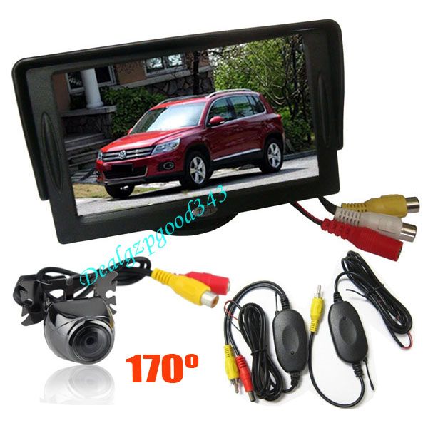 4.3&quot; LCD Monitor Rear View Kit + Wireless Mini Metal Car Reversing Camera 170º waterproof 10pcs-lot