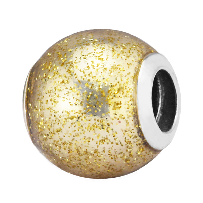 Pandulaso Glitter Ball Charm Golden Glitter Enamel Beads For Jewelry Making Fit Pandora Bracelets & Neckalce Woman DIY jewelry making