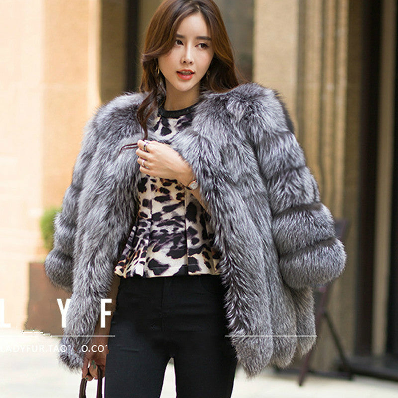 2017 Autumn Winter coat warm New Silver Fox Fur coat outerwear women&#039;s fashion imitation fur coat plus sizeS-4XL